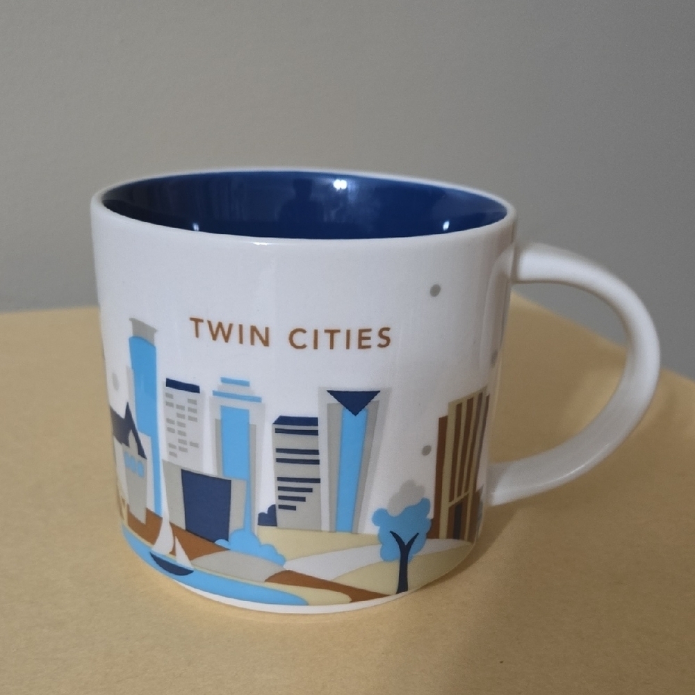 Starbucks Twin Cities Mug - Blue and White 14 Ounces